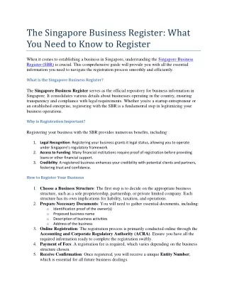 The Singapore Business Register- What You Need to Know to register
