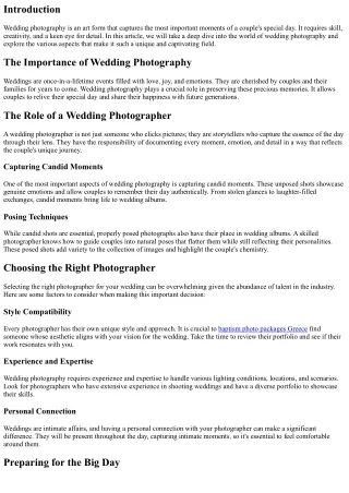 Through the Lens: A Glimpse into Wedding Photography