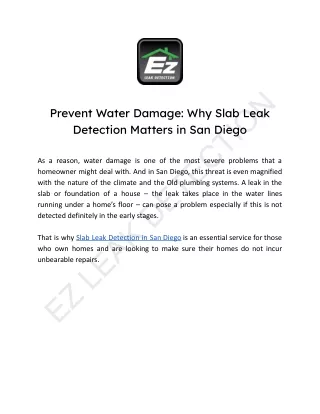 Prevent Water Damage_ Why Slab Leak Detection Matters in San Diego