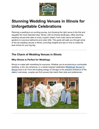 Stunning Wedding Venues in Illinois for Unforgettable Celebrations