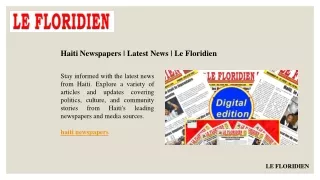 Haiti Newspapers  Latest News  Le Floridien