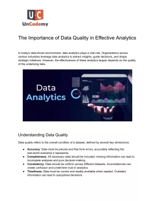 The Importance of Data Quality in Effective Analytics
