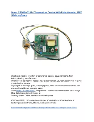 Groen CROWN-5555-1 Temperature Control With Potentiometer, 120V _ CateringSpare