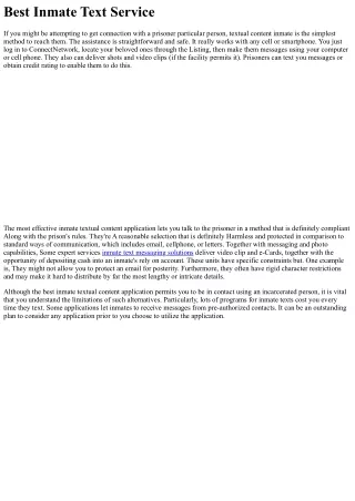 Most effective Inmate Textual content Company