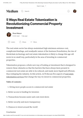5 Ways Real Estate Tokenization is Revolutionizing Commercial Property Investment