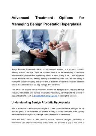 Advanced Treatment Options for Managing Benign Prostatic Hyperplasia