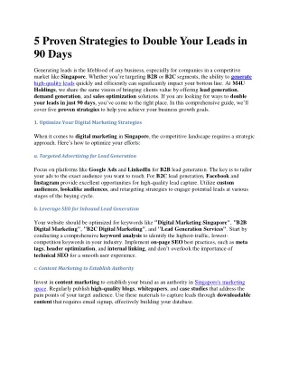 5 Proven Strategies to Double Your Leads in 90 Days