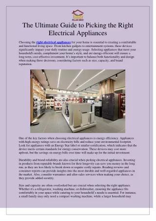 The Ultimate Guide to Picking the Right Electrical Appliances
