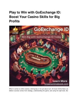 Play to Win with GoExchange ID_ Boost Your Casino Skills for Big Profits