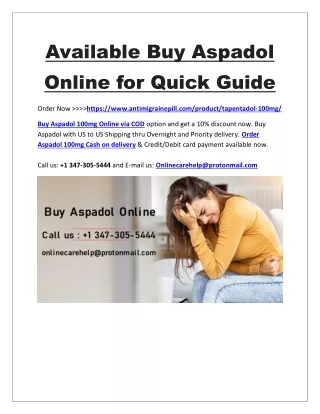 Available Buy Aspadol Online for Quick Guide