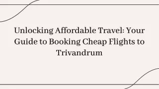 Book cheap flight tickets to trivandrum