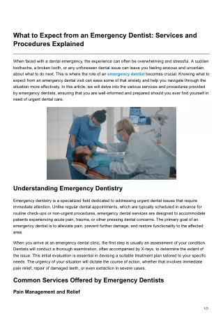 What to Expect from an Emergency Dentist Services and Procedures Explained