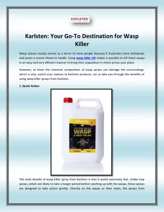 Karlsten - Your Go-To Destination for Wasp Killer