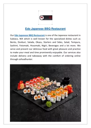 Edo Japanese Bbq Restaurant Subiaco Menu | Order Online