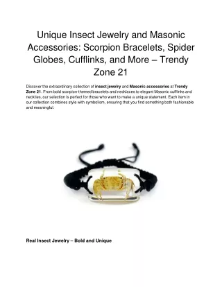 Unique Insect Jewelry and Masonic Accessories_Scorpion Bracelets, Spider Globes, Cufflinks, and More – Trendy Zone 21