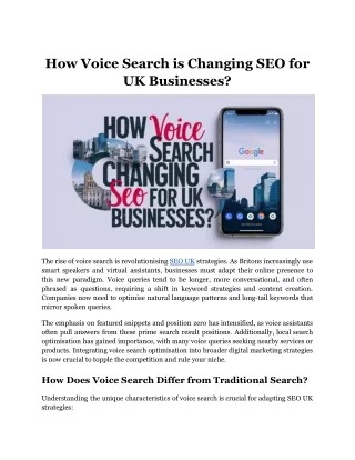 How Voice Search is Changing SEO for UK Businesses?