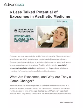 6 Less Talked Potential of Exosomes in Aesthetic Medicine