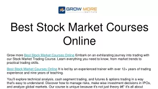 Best Stock Market Courses Online
