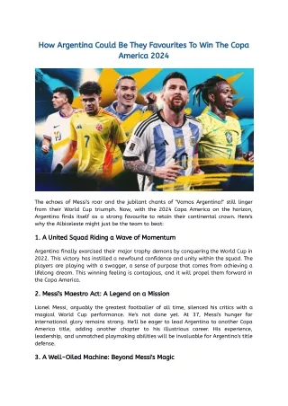 How Argentina Could Be They Favourites To Win The Copa America 2024