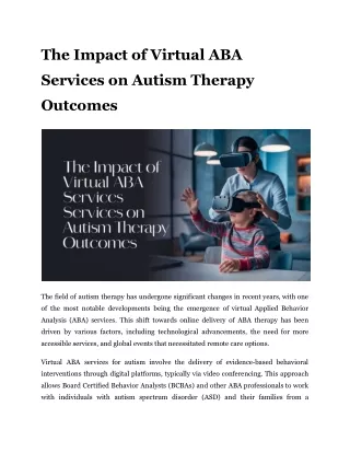 The Impact of Virtual ABA Services on Autism Therapy Outcomes