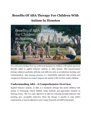 Benefits Of ABA Therapy For Children With Autism In Houston