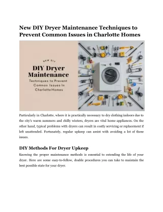 New DIY Dryer Maintenance Techniques to Prevent Common Issues in Charlotte Homes