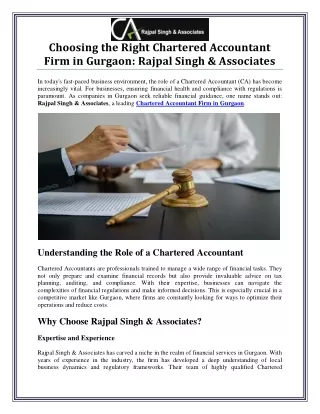 Chartered Accountant Firm in Gurgaon for Financial Solutions