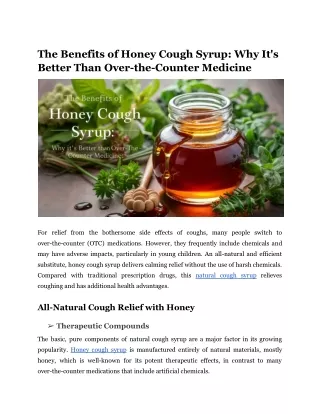 The Benefits of Honey Cough Syrup_ Why It's Better Than Over-the-Counter Medicine