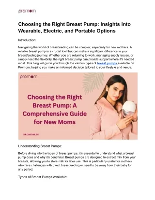 Choosing the Right Breast Pump_ Insights into Wearable, Electric, and Portable Options