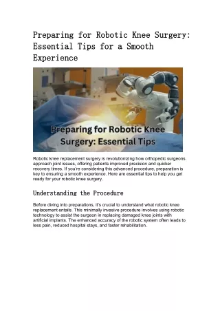 Preparing for Robotic Knee Surgery: Essential Tips for a Smooth Experience