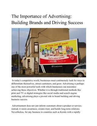 The Importance of Advertising: Building Brands and Driving Success