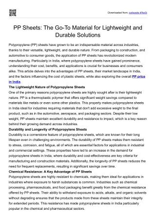 PP Sheets: The Go-To Material for Lightweight and Durable Solutions