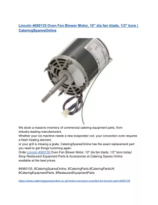 Lincoln 4060135 Oven Fan Blower Motor, 10_ dia fan blade, 1_2_ bore _ CateringSparesOnline