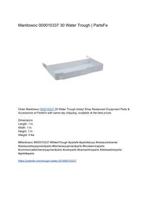 Manitowoc 000010337 30 Water Trough | PartsFe