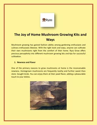 The Joy of Home Mushroom Growing Kits and Ways