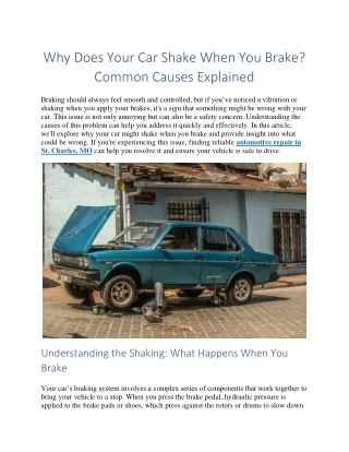 Why Does Your Car Shake When You Brake?  Common Causes Explained