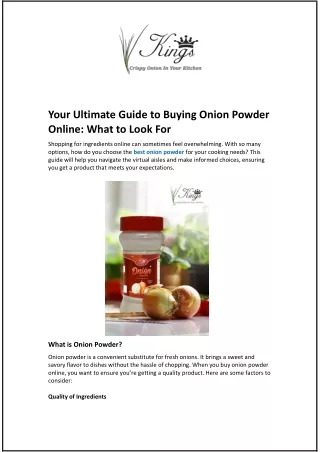 Your Ultimate Guide to Buying Onion Powder Online and What to Look For