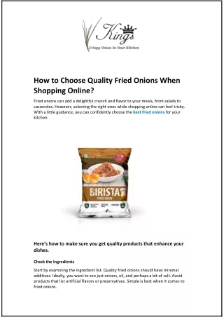 How to Choose Quality Fried Onions When Shopping Online