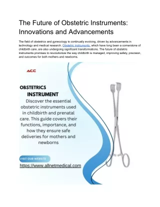 The Future of Obstetric Instruments Innovations and Advancements