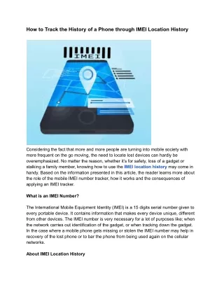 How to Track the History of a Phone through IMEI Location History