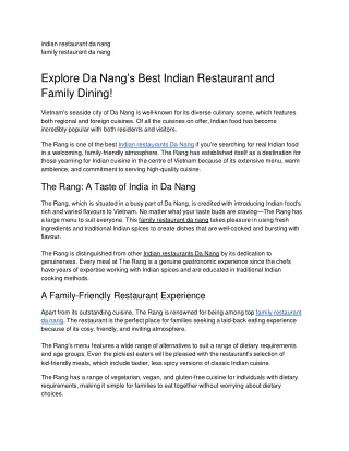Explore Da Nang’s Best Indian Restaurant and Family Dining!