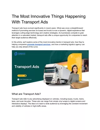 The Most Innovative Things Happening With Transport Ads