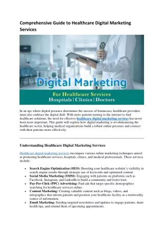 Comprehensive Guide to Healthcare Digital Marketing Services