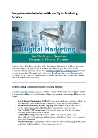 Comprehensive Guide to Healthcare Digital Marketing Services