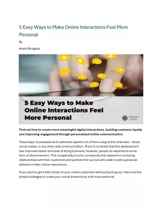 5 Easy Ways to Make Online Interactions Feel More Personal