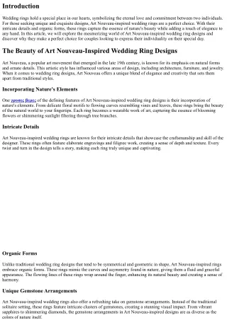 The Beauty of Art Nouveau-Inspired Wedding Ring Designs