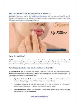 Enhance Your Beauty with Lip Fillers in Riverside