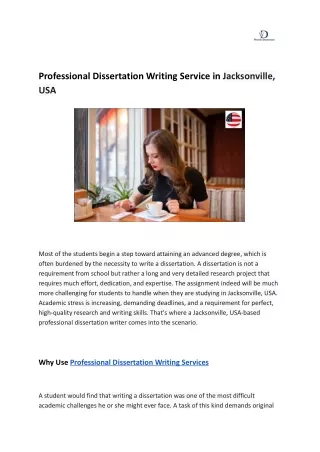 Professional Dissertation Writing Service in Jacksonville, USA