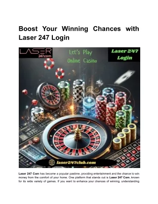 Boost Your Winning Chances with Laser 247 Login