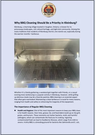 Why BBQ Cleaning Should Be a Priority in Kleinburg?